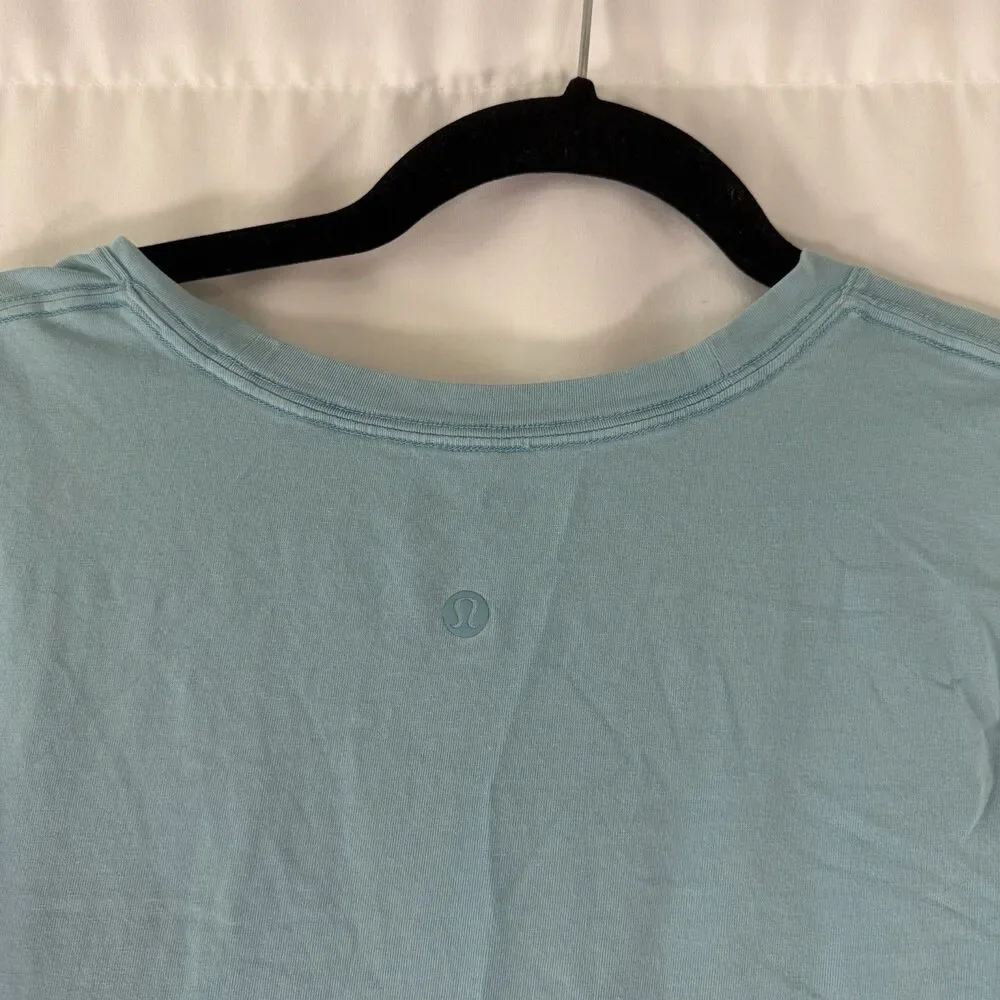 Lululemon Shirt Women's Large Blue Vneck Short Sleeve Soft Pullover